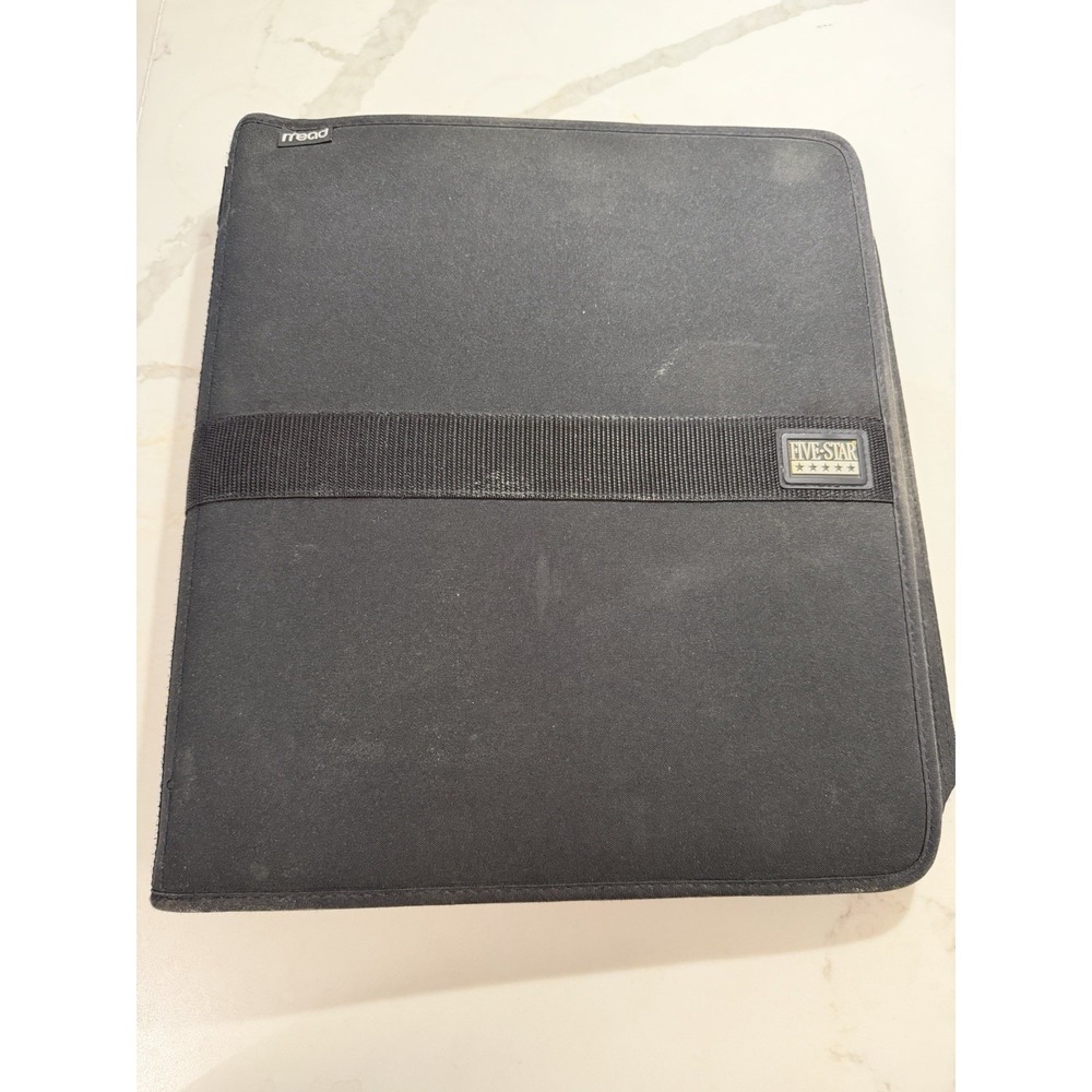Mead Five Star Vintage Full Zip Around Binder Black 3 Ring Pockets Y2K